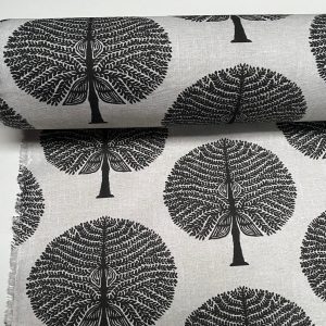 BLACK Mulberry Tree 100% Cotton Fabric Natural Material Home Decor Curtain Upholstery - 55" or 140cm Wide Canvas
