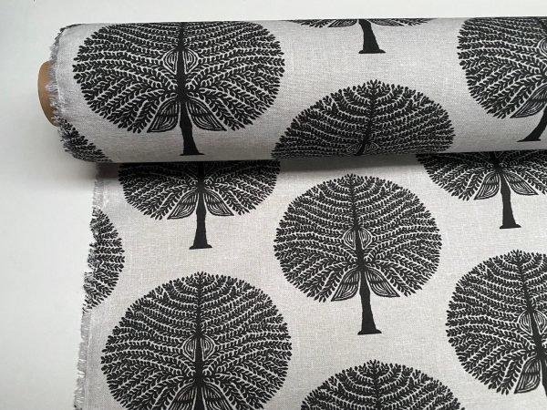 BLACK Mulberry Tree 100% Cotton Fabric Natural Material Home Decor Curtain Upholstery - 55" or 140cm Wide Canvas