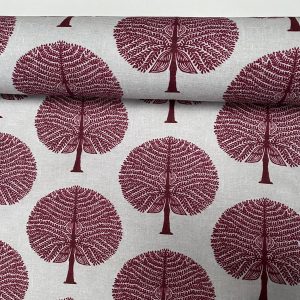 BURGUNDY RED Mulberry Tree 100% Cotton Fabric Natural Material Home Decor Curtain Upholstery - 55" or 140cm Wide Canvas