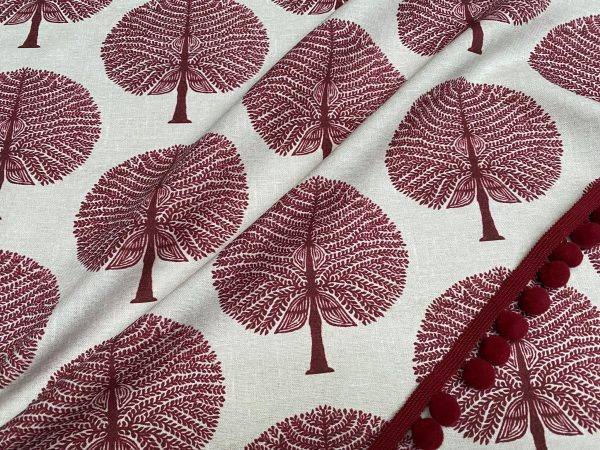 BURGUNDY RED Mulberry Tree 100% Cotton Fabric Natural Material Home Decor Curtain Upholstery - 55" or 140cm Wide Canvas - Image 7