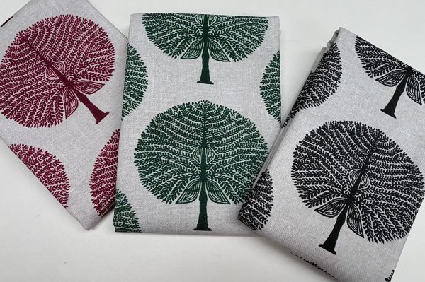 BURGUNDY RED Mulberry Tree 100% Cotton Fabric Natural Material Home Decor Curtain Upholstery - 55" or 140cm Wide Canvas - Image 9