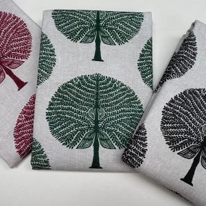 Mulberry Tree 100% Cotton Fabric Natural Material Home Decor Curtain Upholstery Black, Green, Burgundy Red - 55" or 140cm Wide Canvas