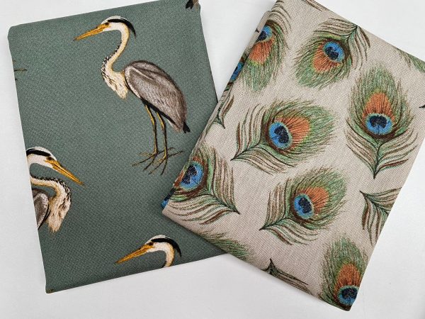 Heron Bird Print Linen Look Fabric Home Decor Upholstery Curtain Cotton Material 55" or 140cm Wide Grey Green - Image 7