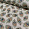 Linen Look Peacock Feathers Fan Print Fabric Upholstery Curtain Cotton Material 55" or 140cm Wide - Image 2