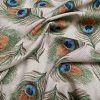 Linen Look Peacock Feathers Fan Print Fabric Upholstery Curtain Cotton Material 55" or 140cm Wide - Image 3