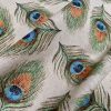 Linen Look Peacock Feathers Fan Print Fabric Upholstery Curtain Cotton Material 55" or 140cm Wide - Image 4