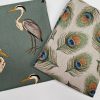 Linen Look Peacock Feathers Fan Print Fabric Upholstery Curtain Cotton Material 55" or 140cm Wide - Image 5