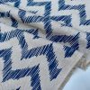 Linen Look Zigzag Fabric Home Decor Material for Curtains, Upholstery  - 55" or 140cm Wide - Blue - Image 3