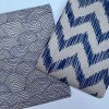 Linen Look Zigzag Fabric Home Decor Material for Curtains, Upholstery  - 55" or 140cm Wide - Blue - Image 7