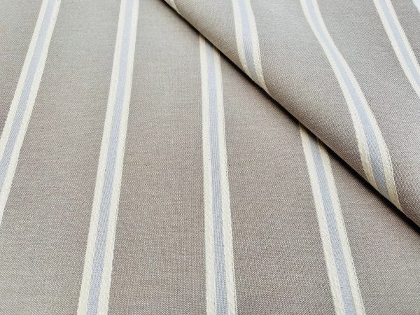 Linen Look Jacquard Striped Fabric Home Decor Curtain Upholstery Material - 110" or 280cm EXTRA wide - Beige - Image 2