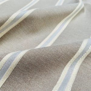 Linen Look Jacquard Striped Fabric Home Decor Curtain Upholstery Material - 110" or 280cm EXTRA wide - Beige