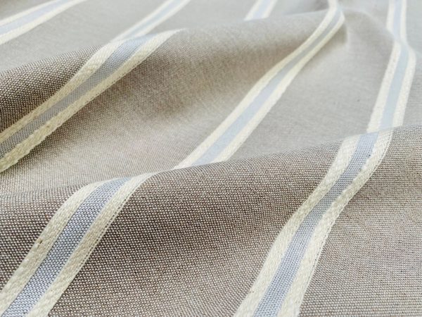 Linen Look Jacquard Striped Fabric Home Decor Curtain Upholstery Material - 110" or 280cm EXTRA wide - Beige
