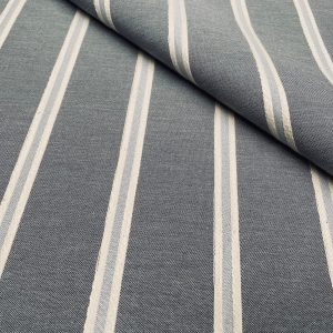 Linen Look Jacquard Striped Fabric Home Decor Curtain Upholstery Material - 55" or 140cm wide - Charcoal