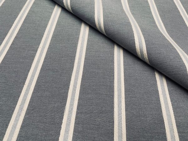 Linen Look Jacquard Striped Fabric Home Decor Curtain Upholstery Material - 110" or 280cm EXTRA wide - Charcoal - Image 2