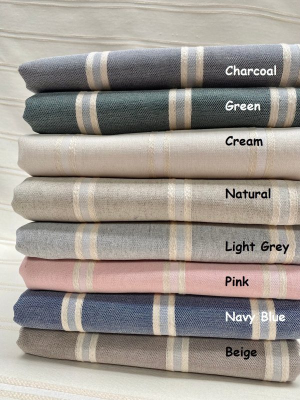 Linen Look Jacquard Striped Fabric Home Decor Curtain Upholstery Material - 110" or 280cm EXTRA wide - Charcoal - Image 3