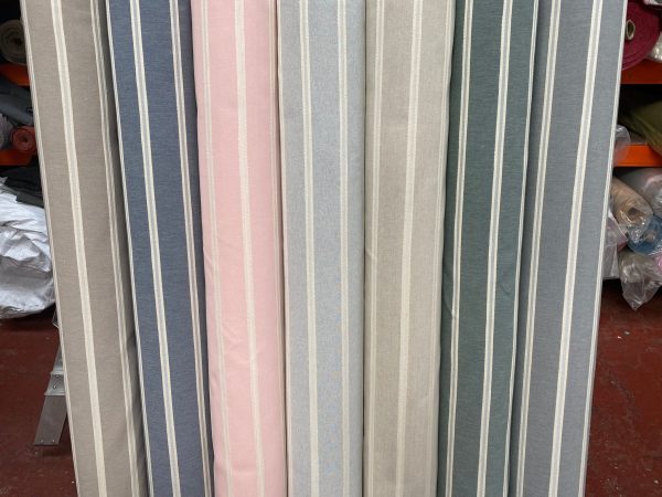 Linen Look Jacquard Striped Fabric Home Decor Curtain Upholstery Material - 110" or 280cm EXTRA wide - Charcoal - Image 4