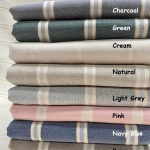 Linen Look Jacquard Striped Fabric Home Decor Curtain Upholstery Material - 55" or 140cm wide - Cream Stripes