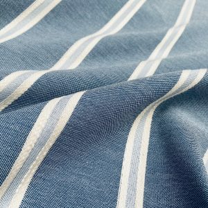 Linen Look Jacquard Striped Fabric Home Decor Curtain Upholstery Material - 110" or 280cm EXTRA wide - Navy Blue