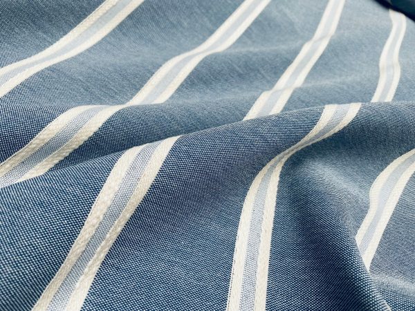 Linen Look Jacquard Striped Fabric Home Decor Curtain Upholstery Material - 110" or 280cm EXTRA wide - Cream Stripes - Image 3