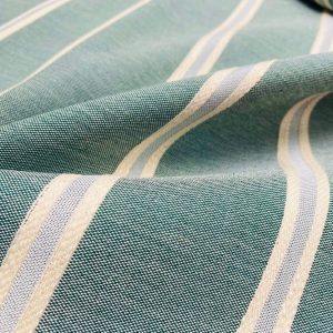 Linen Look Jacquard Striped Fabric Home Decor Curtain Upholstery Material - 110" or 280cm EXTRA wide - Green