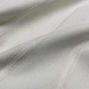 Linen Look Jacquard Striped Fabric Home Decor Curtain Upholstery Material - 110" or 280cm EXTRA wide - Cream