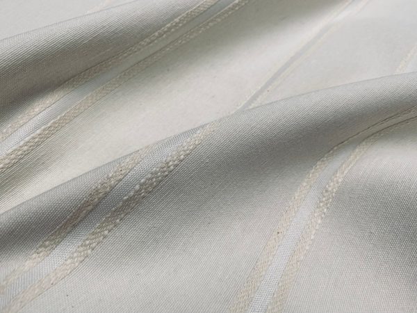 Linen Look Jacquard Striped Fabric Home Decor Curtain Upholstery Material - 110" or 280cm EXTRA wide - Cream