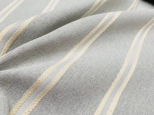 Linen Look Jacquard Striped Fabric Home Decor Curtain Upholstery Material - 110" or 280cm EXTRA wide - Cream Stripes - Image 9