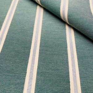Linen Look Jacquard Striped Fabric Home Decor Curtain Upholstery Material - 55" or 140cm wide - Green