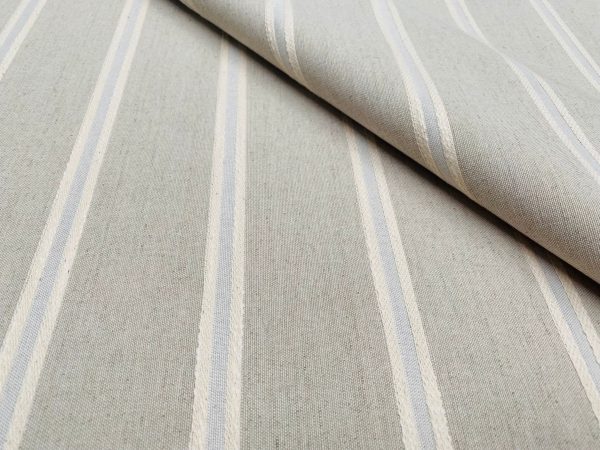 Linen Look Jacquard Striped Fabric Home Decor Curtain Upholstery Material - 110" or 280cm EXTRA wide - Natural - Image 2