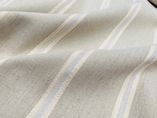 Linen Look Jacquard Striped Fabric Home Decor Curtain Upholstery Material - 110" or 280cm EXTRA wide - Natural