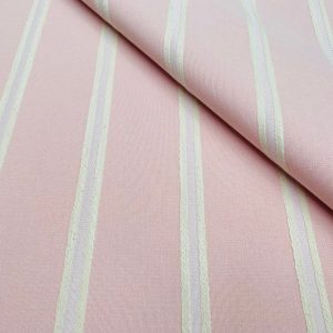 Linen Look Jacquard Striped Fabric Home Decor Curtain Upholstery Material - 55" or 140cm wide - Pink