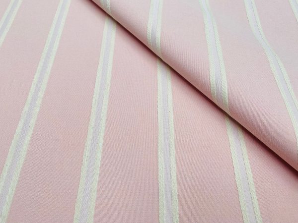 Linen Look Jacquard Striped Fabric Home Decor Curtain Upholstery Material - 110" or 280cm wide - Pink - Image 2