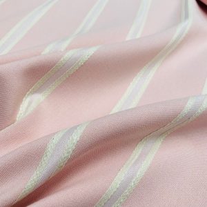 Linen Look Jacquard Striped Fabric Home Decor Curtain Upholstery Material - 110" or 280cm wide - Pink