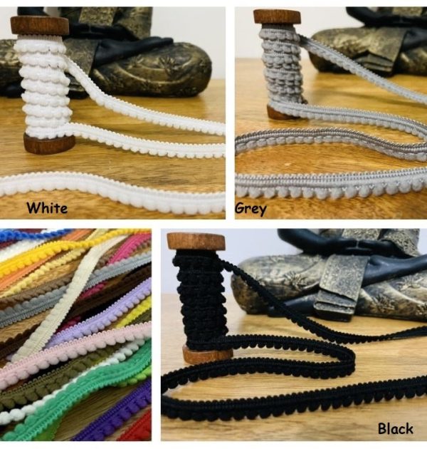 Mini Pom pom Bobble Trim Fringe Pompom Trimming - Size 5mm - 23 Colours (Sold by The metre) #E - Image 6