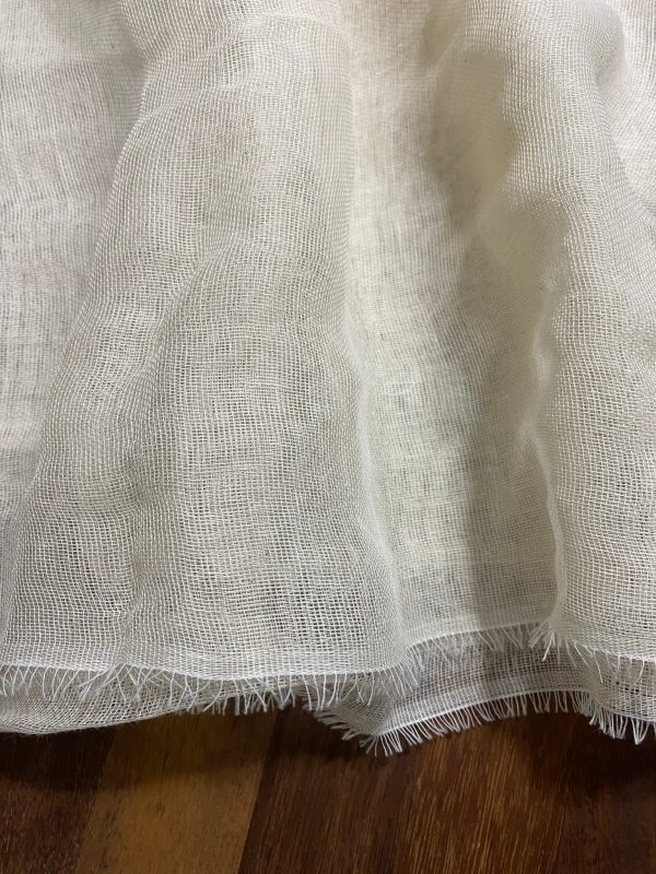 Mull Muslin 100% Cotton Fabric Voile Curtains Fine Unbleached Cheesecloth Linen Look Wedding Table Runner - 140cm wide - Ecru Cream - Image 3