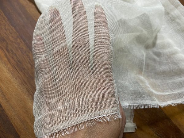Mull Muslin 100% Cotton Fabric Voile Curtains Fine Unbleached Cheesecloth Linen Look Wedding Table Runner - 140cm wide - Ecru Cream - Image 5
