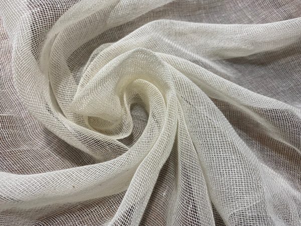 Mull Muslin 100% Cotton Fabric Voile Curtains Fine Unbleached Cheesecloth Linen Look Wedding Table Runner - 140cm wide - Ecru Cream - Image 6