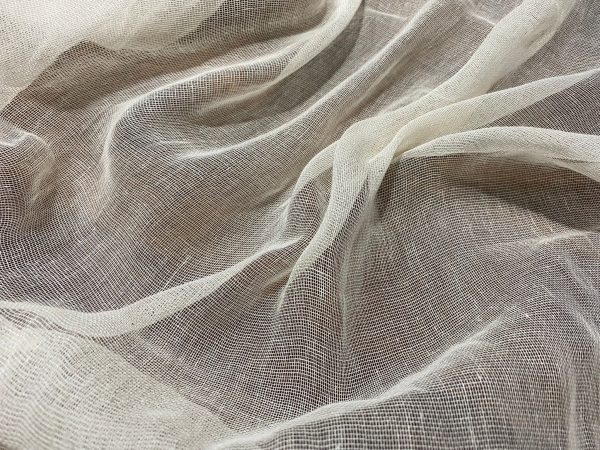 Mull Muslin 100% Cotton Fabric Voile Curtains Fine Unbleached Cheesecloth Linen Look Wedding Table Runner - 140cm wide - Ecru Cream - Image 7