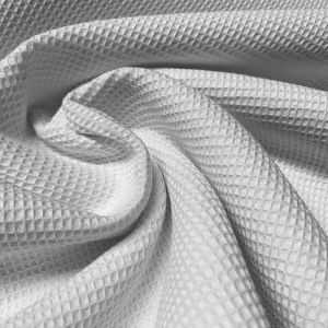 MINI Cotton WAFFLE Pique Honeycomb Fabric Material - Bathrobe Gown Towel Cushion -  150cm wide - WHITE