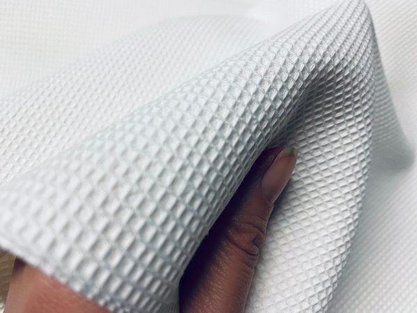 MINI Cotton WAFFLE Pique Honeycomb Fabric Material - Bathrobe Gown Towel Cushion -  150cm wide - WHITE - Image 3