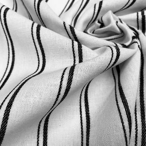 Silky Linen Blend Marine Stripe Fabric Light Striped Material Home Decor, Dressmaking - 57" or 145cm wide - Black & White