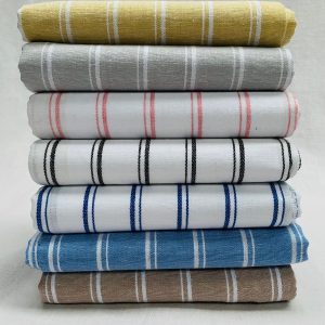 Silky Linen Blend Marine Stripe Fabric Light White Striped Material Home Decor, Dressmaking - 57" or 145cm wide