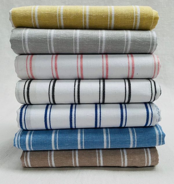 Silky Linen Blend Marine Stripe Fabric Light White Striped Material Home Decor, Dressmaking - 57" or 145cm wide