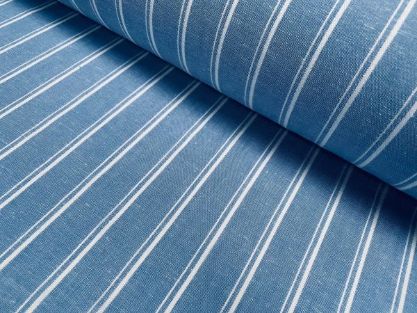 Silky Linen Blend Marine Stripe Fabric Light White Striped Material Home Decor, Dressmaking - 57" or 145cm wide - Image 6