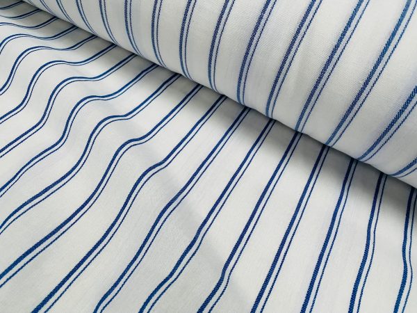 Silky Linen Blend Marine Stripe Fabric Light White Striped Material Home Decor, Dressmaking - 57" or 145cm wide - Image 7