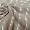 Silky Linen Blend Marine Stripe Fabric Light White Striped Material Home Decor, Dressmaking - 57" or 145cm wide - Beige