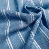 Silky Linen Blend Marine Stripe Fabric Light White Striped Material Home Decor, Dressmaking - 57" or 145cm wide - Denim Blue