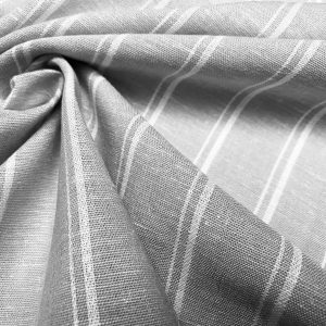 Silky Linen Blend Marine Stripe Fabric Light White Striped Material Home Decor, Dressmaking - 57" or 145cm wide - Grey