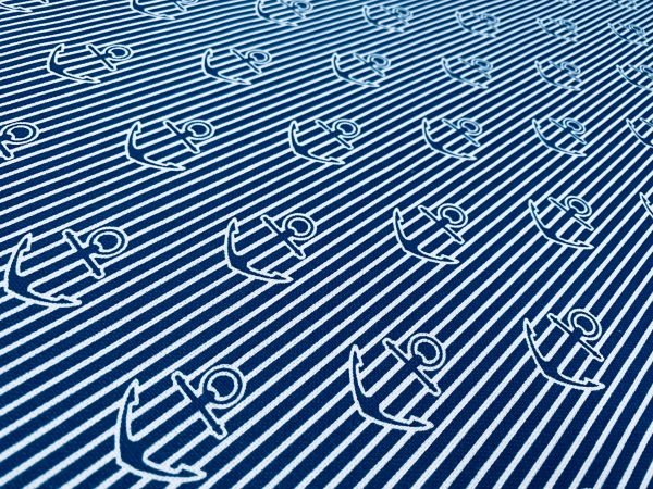 Anchor Stripe Fabric - Curtains, Upholstery, Dress Material - Striped Nautical Marine Design - 140cm or 55" Wide Canvas - BLUE & WHITE - Image 2