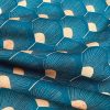 Art Deco GOLDEN Peacock Fans Geometric Damask Floral Fabric Fountain Leaf Curtains Upholstery Home Decor - 55"/140cm Wide - Teal Blue & Gold - Image 4